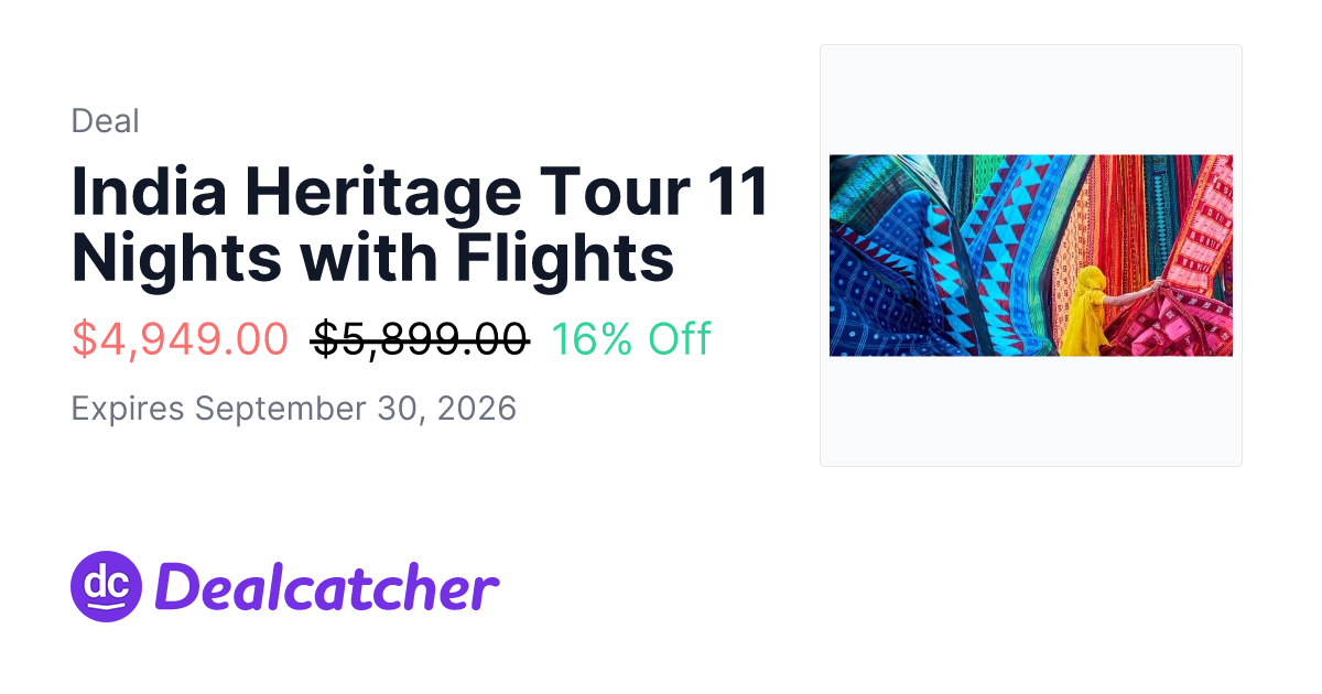 Travelzoo - India Heritage Tour 11 Nights with Flights $4,949.00