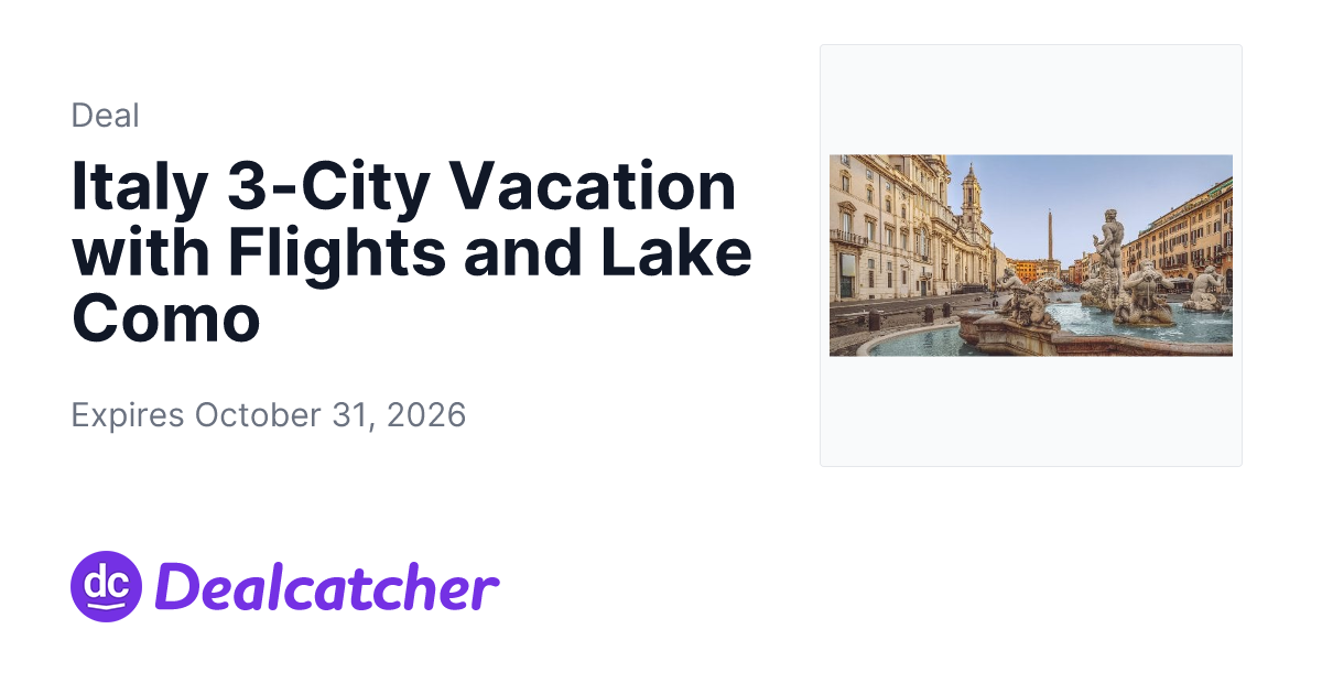 Travelzoo - Italy 3-City Vacation with Flights and Lake Como