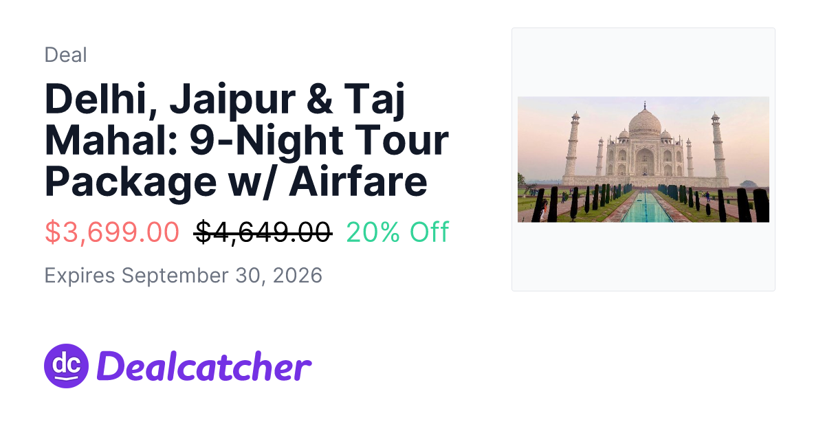Travelzoo - Delhi, Jaipur & Taj Mahal: 9-Night Tour Package w/ Airfare $3,699.00