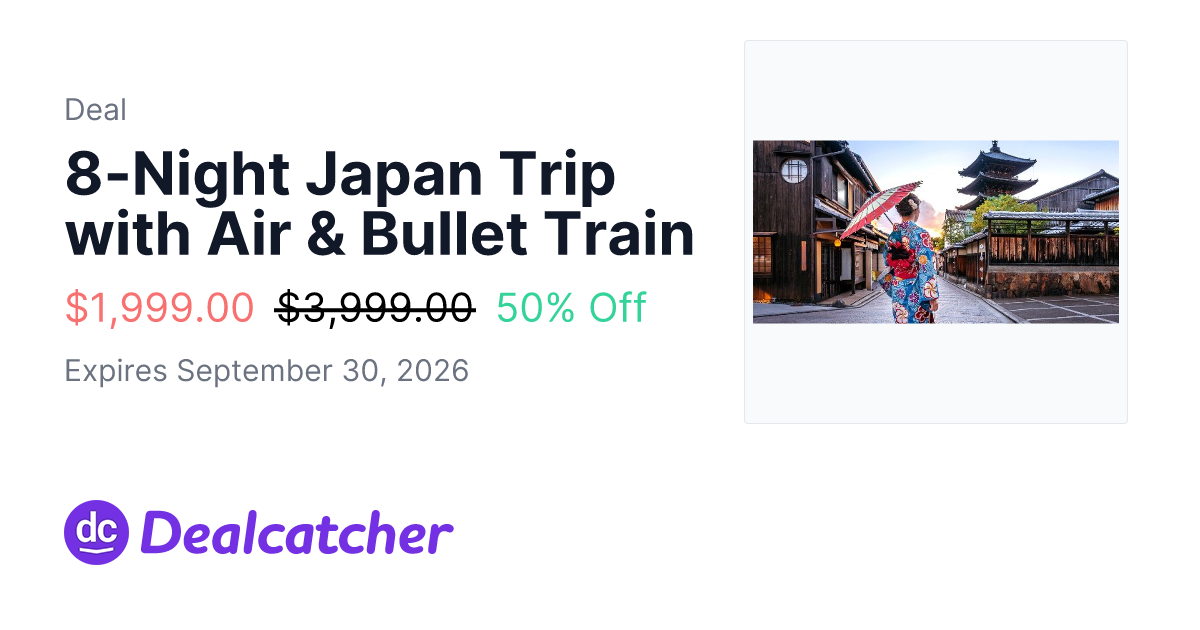 Travelzoo - 8-Night Japan Trip with Air & Bullet Train $1,999.00