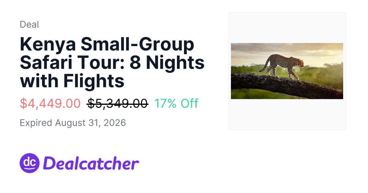 Travelzoo - Kenya Small-Group Safari Tour: 8 Nights with Flights $4,449.00