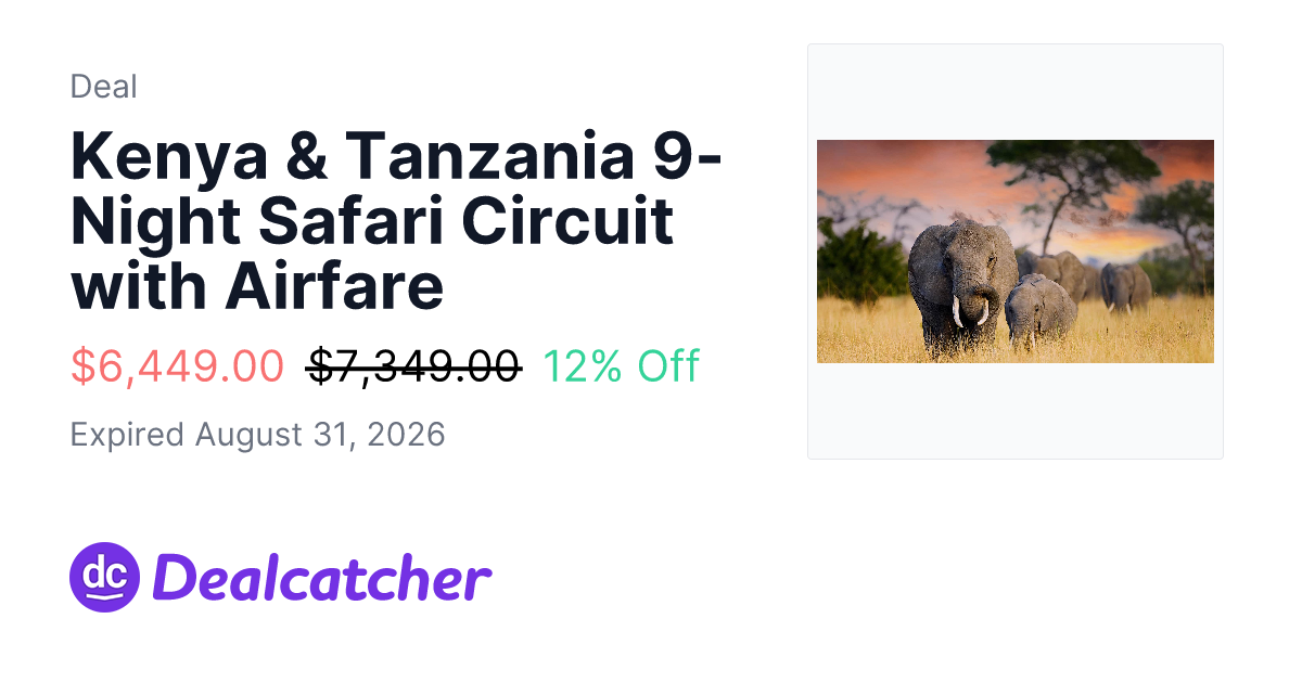 Travelzoo - Kenya & Tanzania 9-Night Safari Circuit with Airfare $6,449.00
