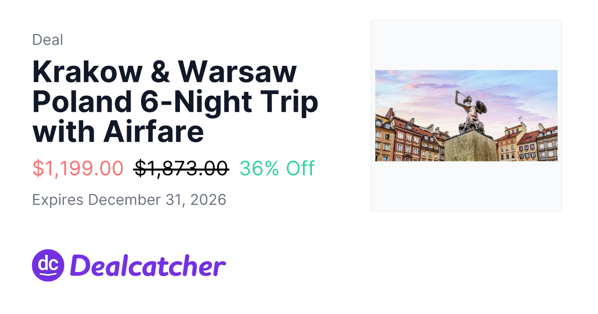Travelzoo - Krakow & Warsaw Poland 6-Night Trip with Airfare $1,199.00