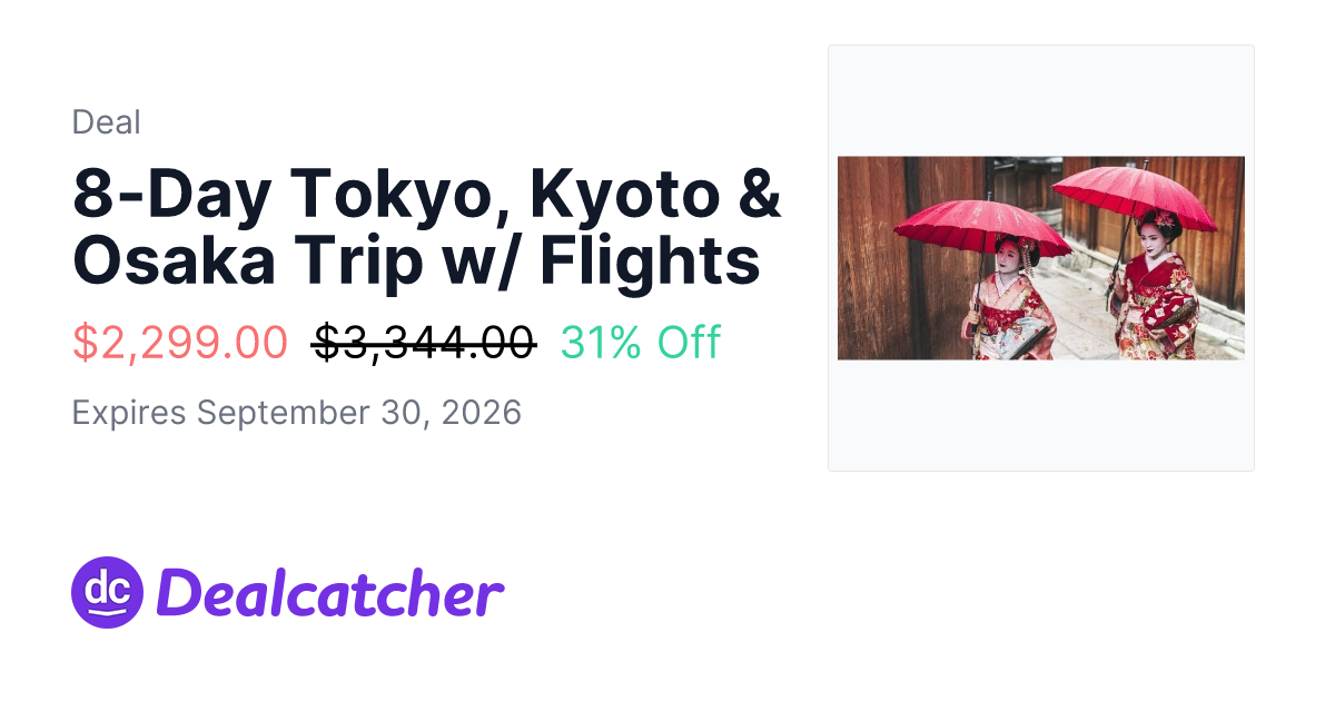 Travelzoo - 8-Day Tokyo, Kyoto & Osaka Trip w/ Flights $2,299.00