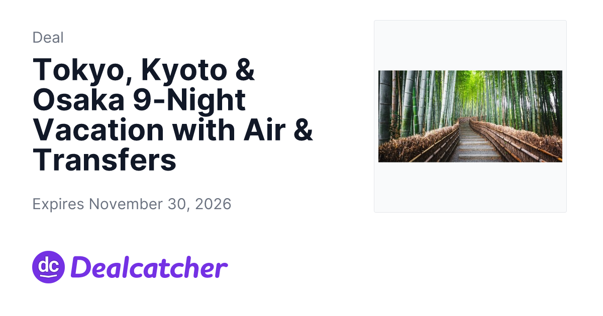 Travelzoo - Tokyo, Kyoto & Osaka 9-Night Vacation with Air & Transfers