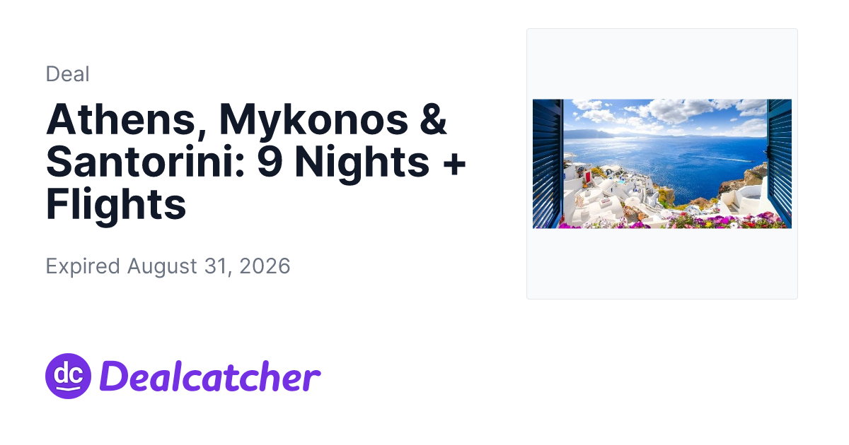 Travelzoo - Athens, Mykonos & Santorini: 9 Nights + Flights