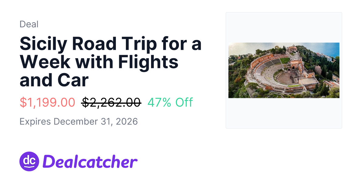 Travelzoo - Sicily Road Trip for a Week with Flights and Car $1,199.00