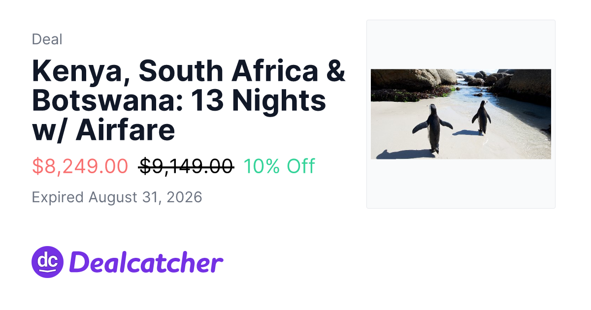Travelzoo - Kenya, South Africa & Botswana: 13 Nights w/ Airfare $8,249.00