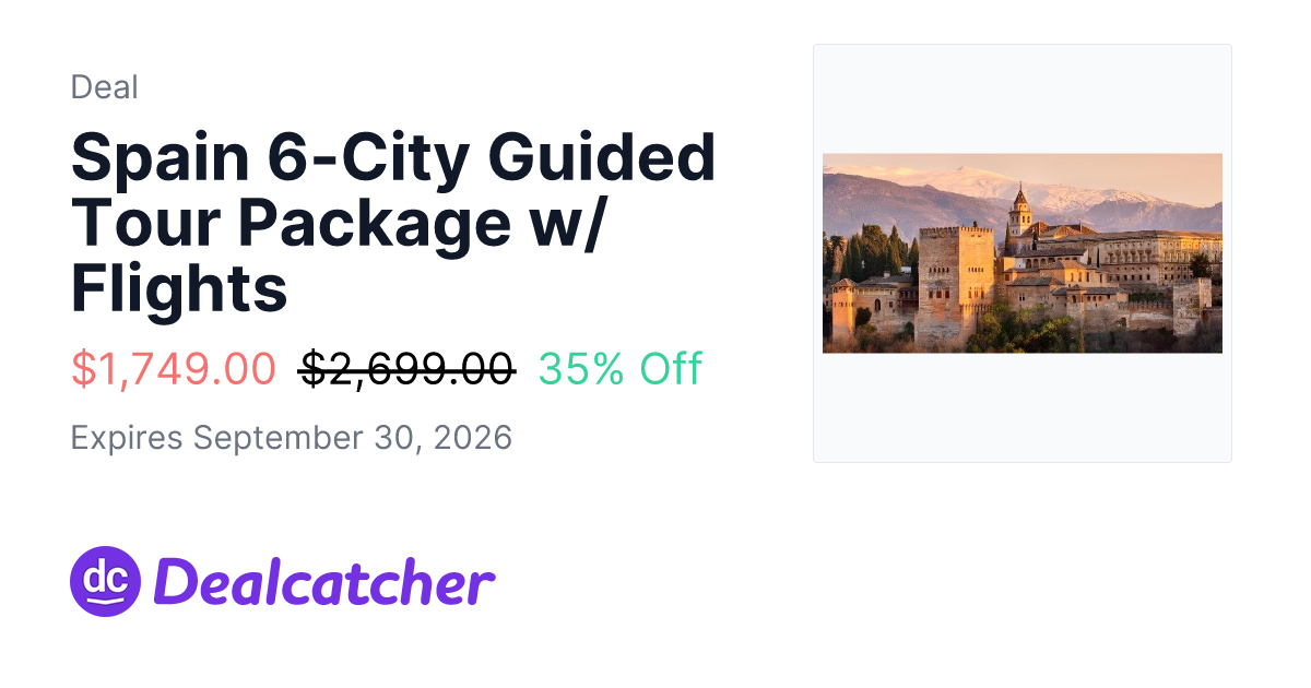 Travelzoo - Spain 6-City Guided Tour Package w/ Flights $1,599.00