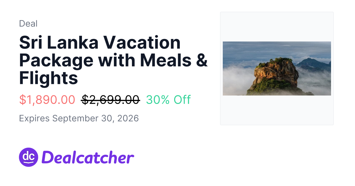 Travelzoo - Sri Lanka Vacation Package with Meals & Flights $1,890.00