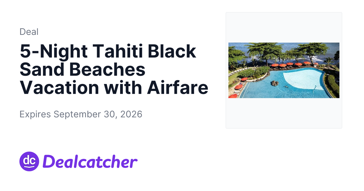 Travelzoo - 5-Night Tahiti Black Sand Beaches Vacation with Airfare