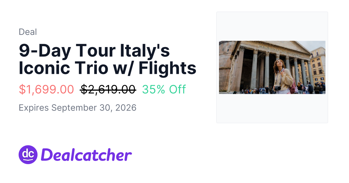 Travelzoo - 9-Day Tour Italy's Iconic Trio w/ Flights $1,699.00
