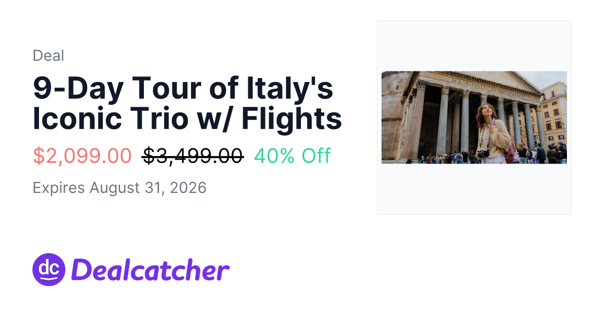 Travelzoo - 9-Day Tour of Italy's Iconic Trio w/ Flights $2,099.00