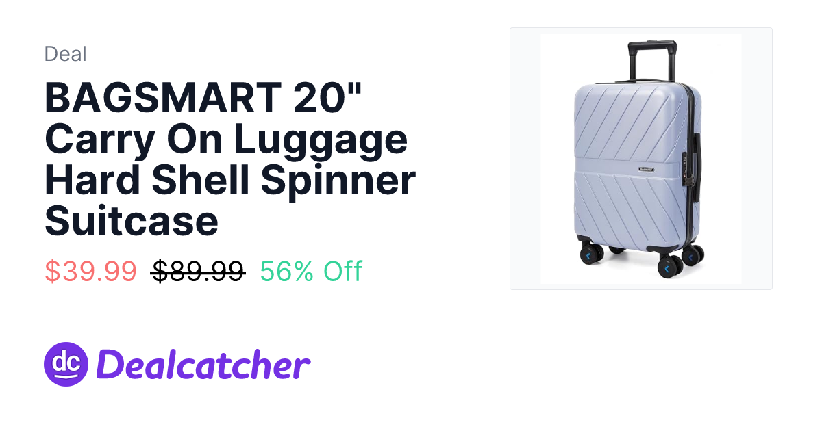 Amazon - BAGSMART 20" Carry On Luggage Hard Shell Spinner Suitcase $39.99
