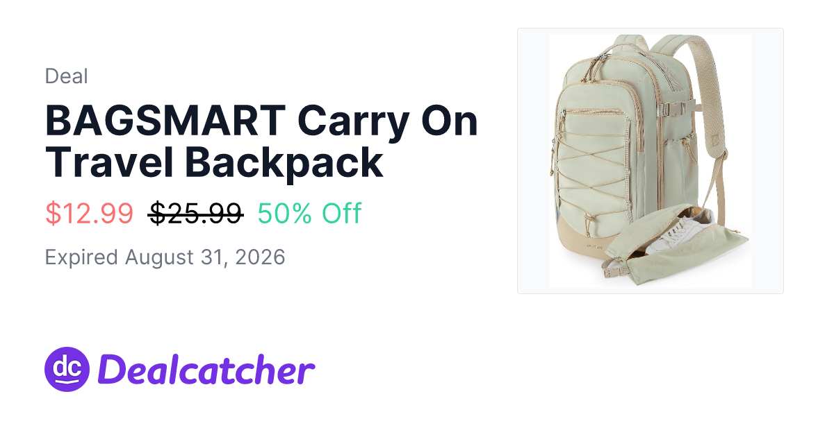 Amazon - BAGSMART Carry On Travel Backpack $12.99
