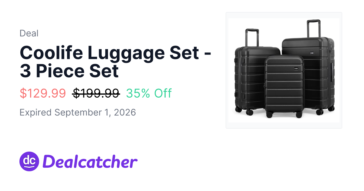 Amazon - Coolife Luggage Set - 3 Piece Set $129.99