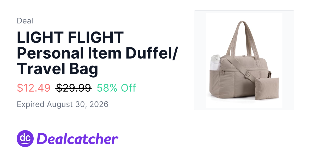 Amazon - LIGHT FLIGHT Personal Item Duffel/Travel Bag $12.49