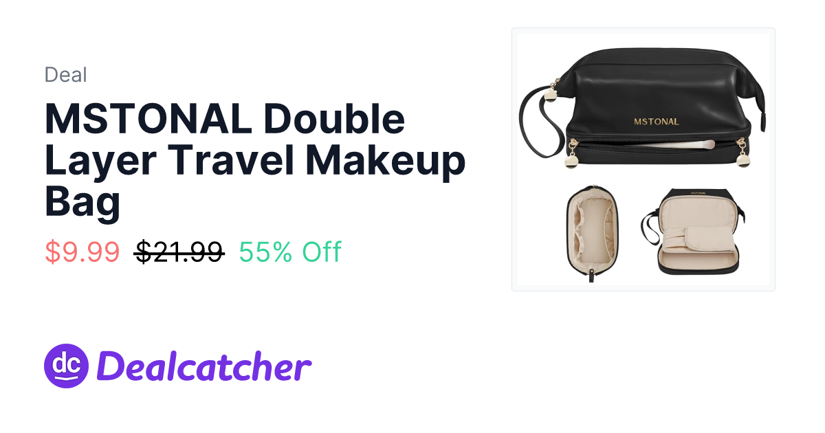 Amazon - MSTONAL Double Layer Travel Makeup Bag $9.99