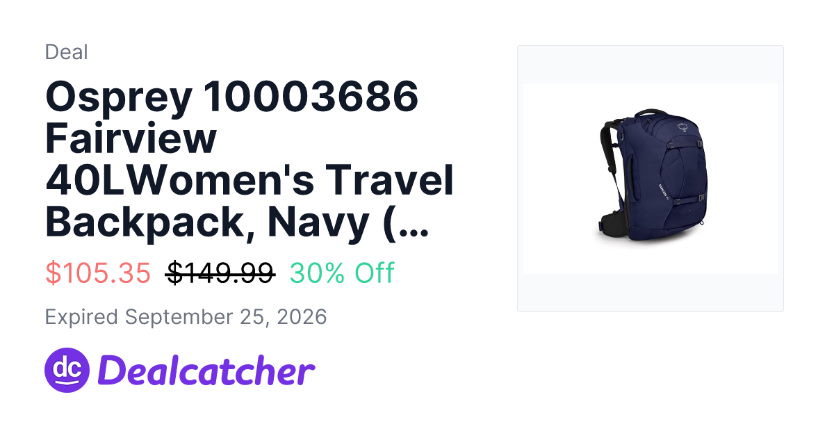 Woot - Osprey 10003686 Fairview 40LWomen's Travel Backpack, Navy (Open Box) $105.35