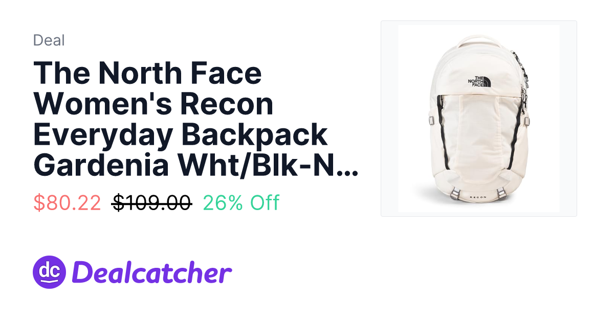 Amazon - The North Face Women's Recon Everyday Backpack Gardenia Wht/Blk-NPF $80.22