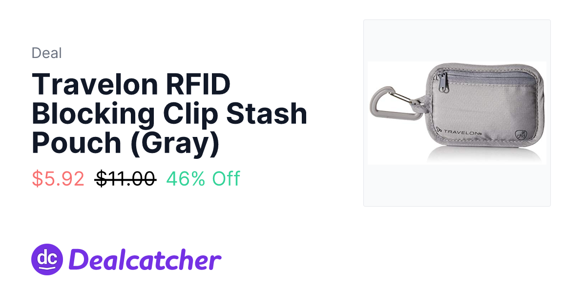 Amazon - Travelon RFID Blocking Clip Stash Pouch (Gray) $5.92