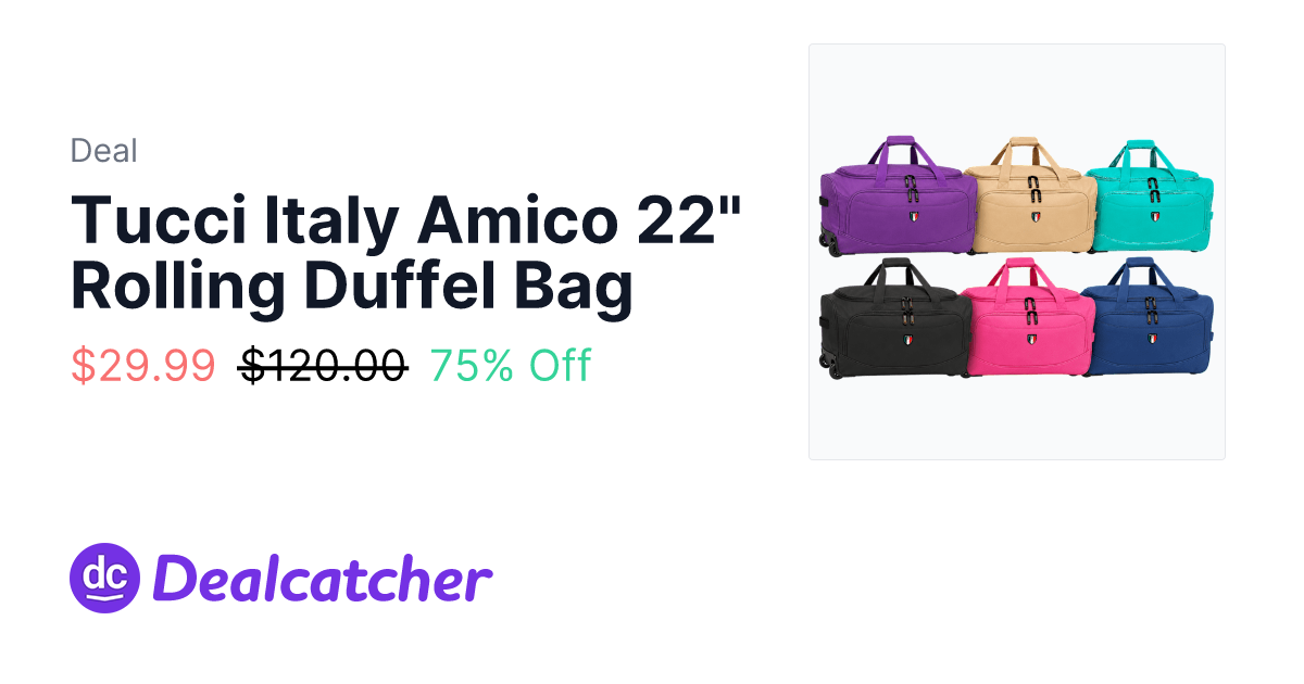 MorningSave - Tucci Italy Amico 22" Rolling Duffel Bag $29.99