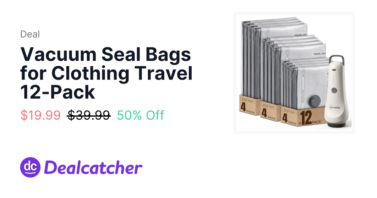 Amazon - Vacuum Seal Bags for Clothing Travel 12-Pack $19.99